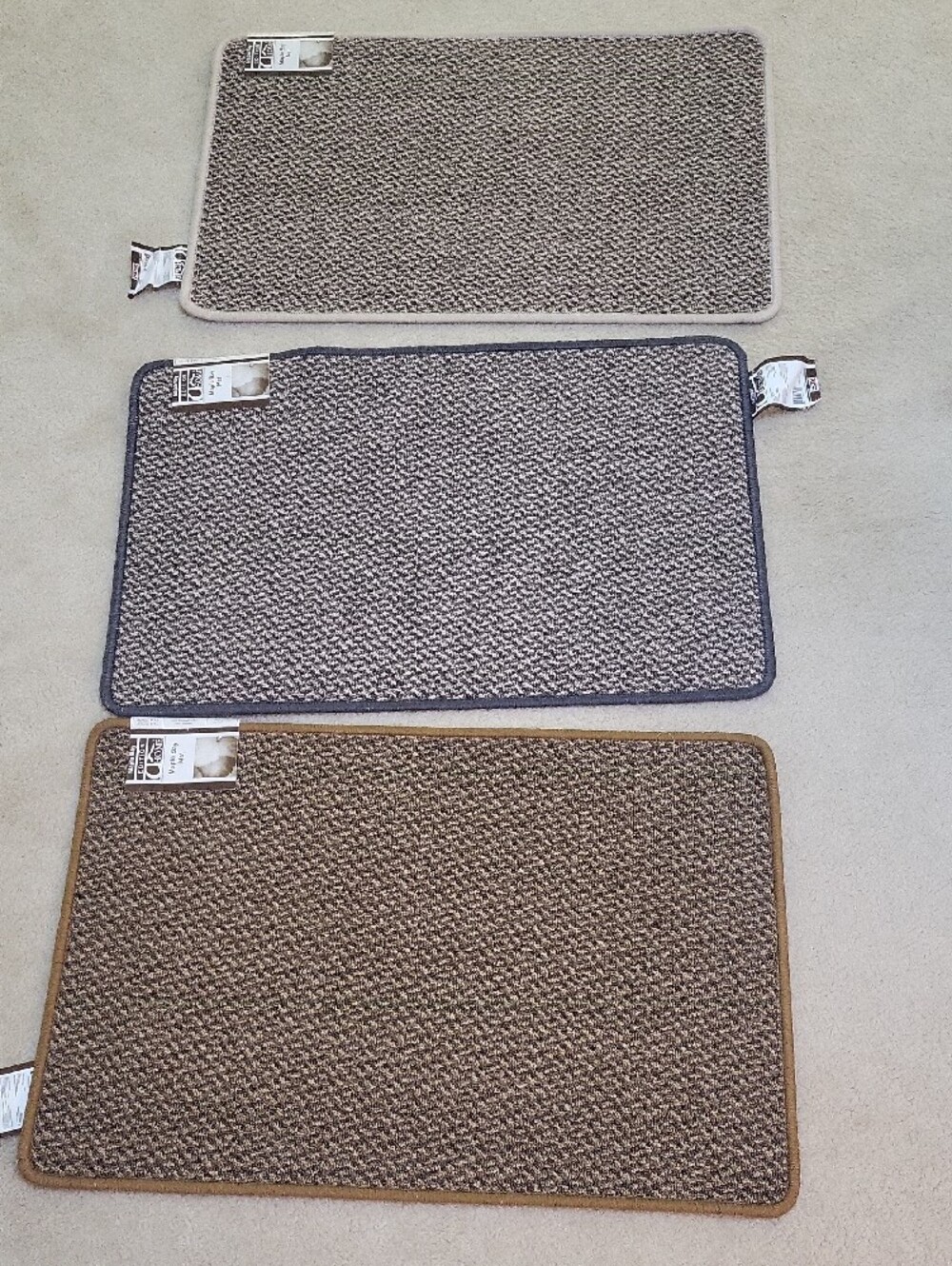 Set of 3 indoor mat, blue biege brown new w tags
